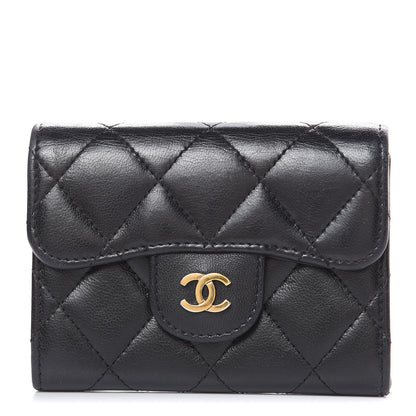 Chanel Lambskin Quilted Flap Card Holder Wallet Black 1 of 10