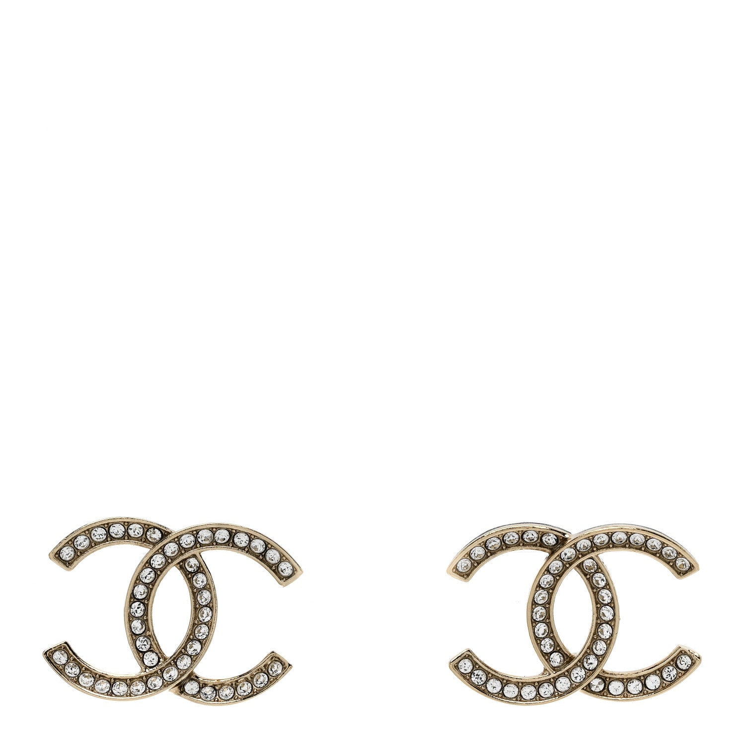 Chanel Crystal CC Earrings Gold 1 of 5