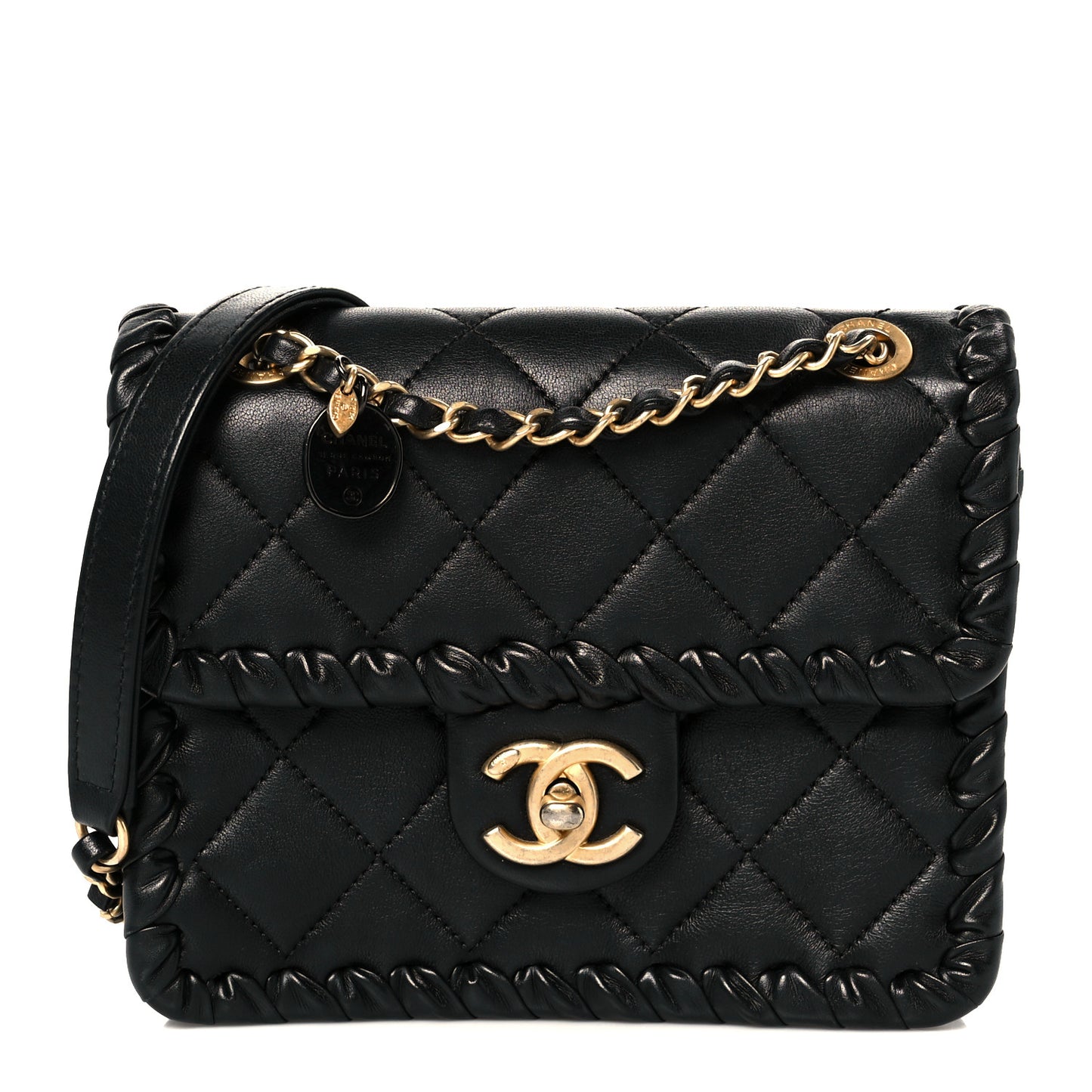 Calfskin Braided Mini My Own Frame Flap Black