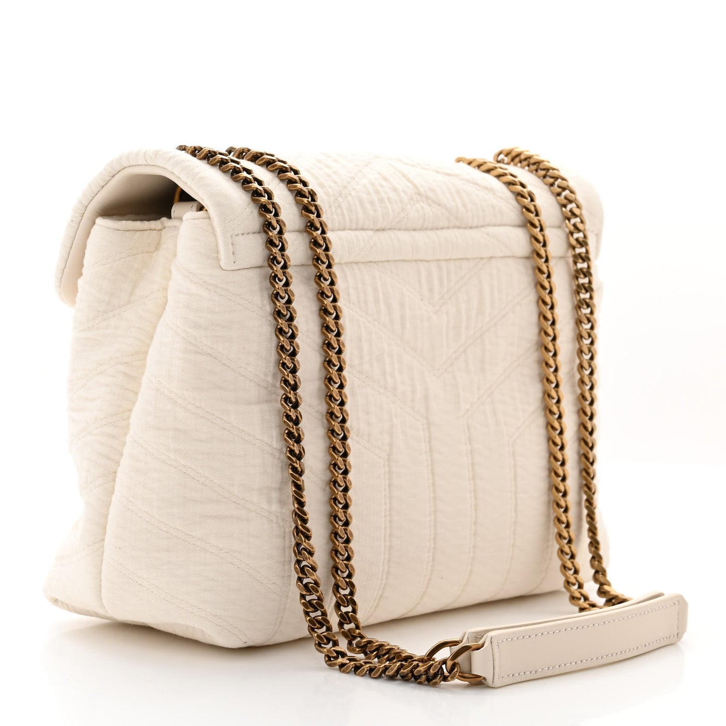Cotton Gauze Y Quilted Monogram Small Loulou Chain Satchel Vanilla Ice