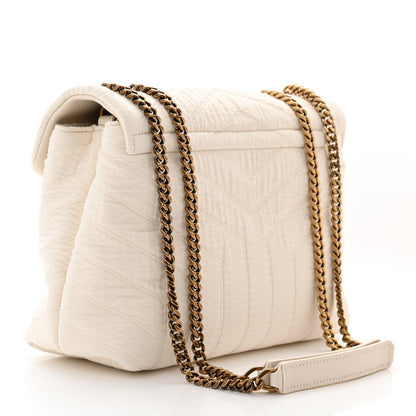 Saint Laurent Cotton Gauze Y Quilted Monogram Small Loulou Chain Satchel Vanilla Ice 3 of 10