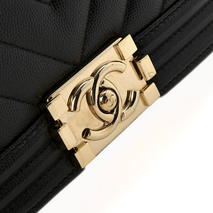 Chanel Caviar Chevron Quilted Small Boy Flap Black 11 of 12