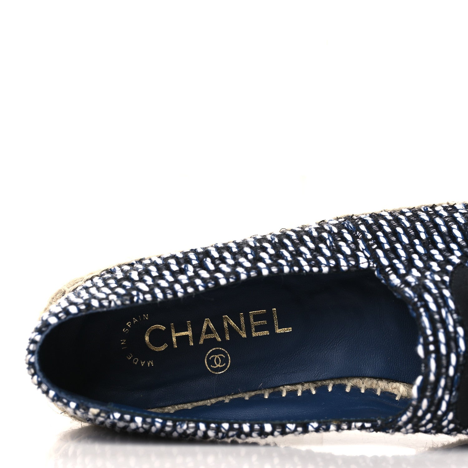 Chanel Tweed CC Espadrilles 39 White Black Navy 7 of 8