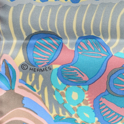 Hermes Silk Under The Waves Scarf 90 Aqua Rose Pale Turquoise 6 of 8