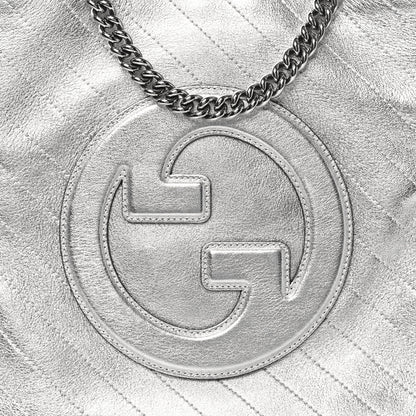Gucci Sakai Be Green Calfskin Diagonal Stitched Small Blondie Tote Silver 8 of 10