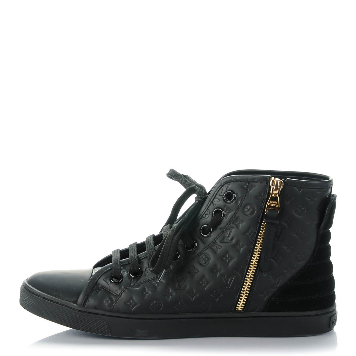 Calfskin Embossed Monogram Punchy High Top Sneakers 38 Black