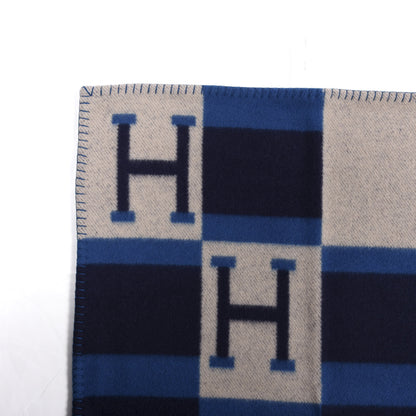 Hermes Wool Cashmere Avalon Bayadere Throw Blanket Marine 2 of 3