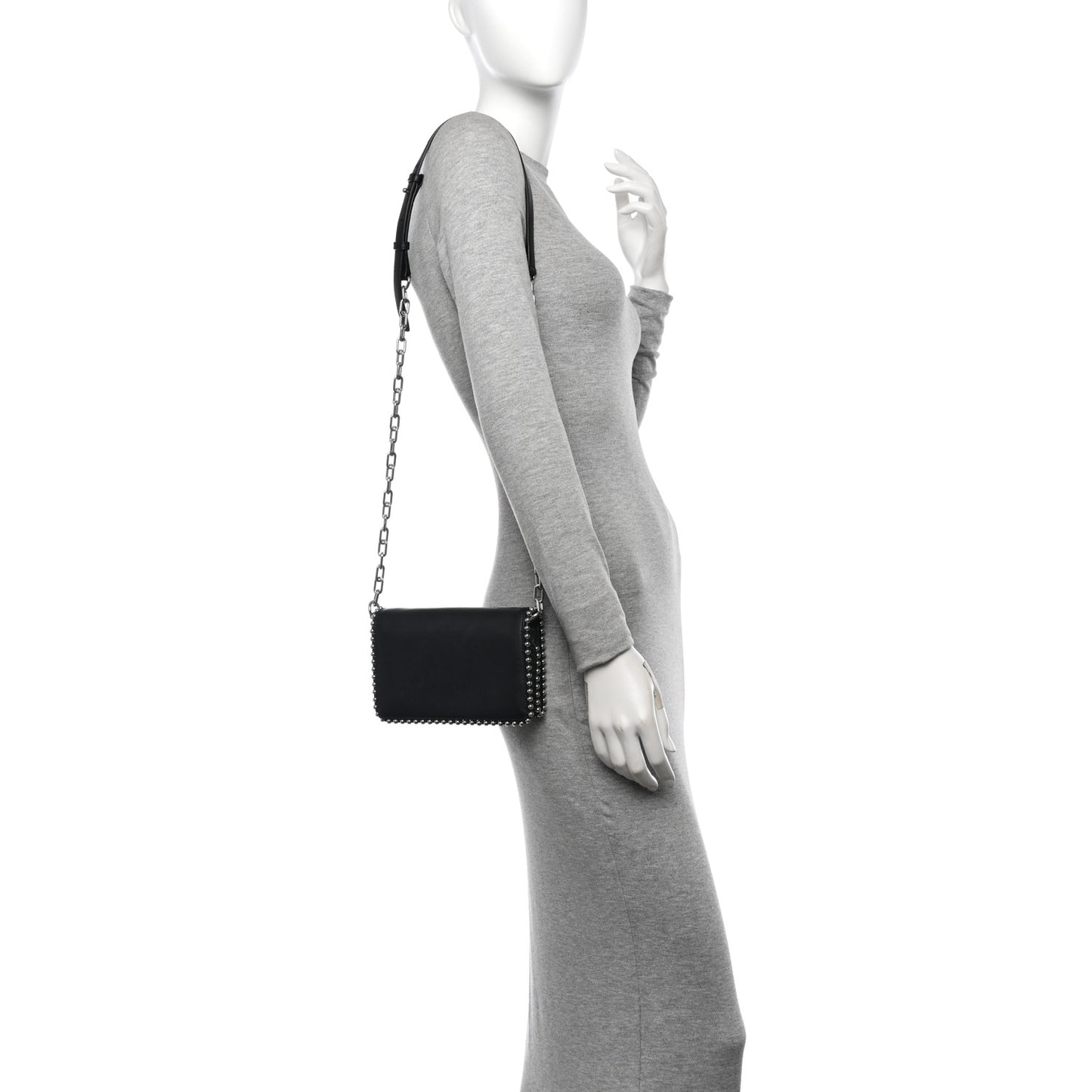 Calfskin Studded Attica Biker Shoulder Bag Black