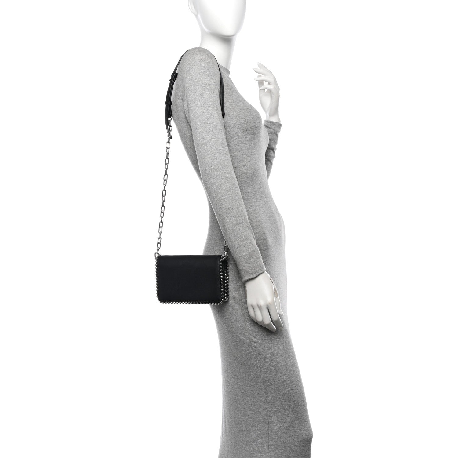 Alexander Wang Calfskin Studded Attica Biker Shoulder Bag Black 2 of 10