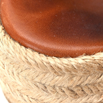 Saint Laurent Calfskin Tribute 95 Platform Espadrille Wedge Sandals 37 Brown 9 of 12