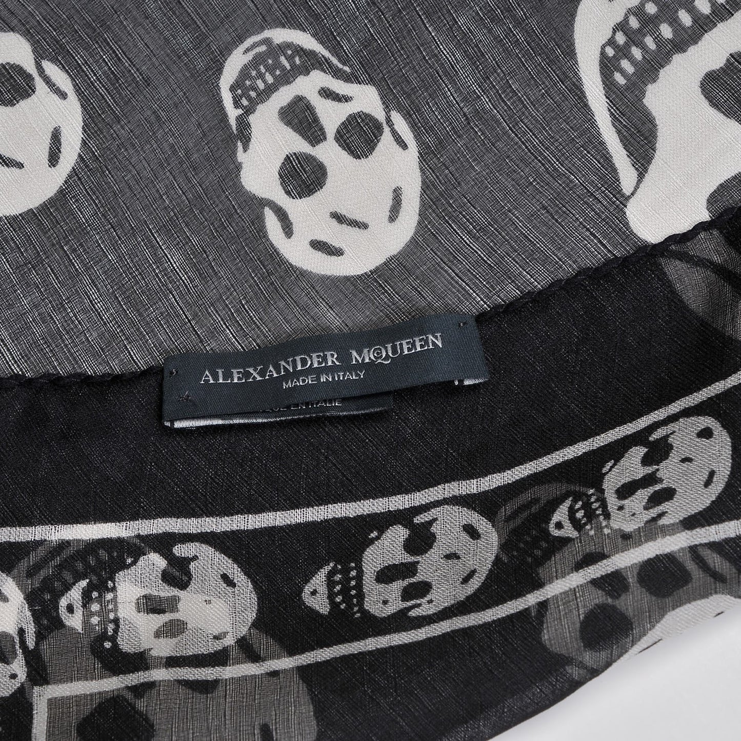 Silk Chiffon Skull Scarf Black Ivory