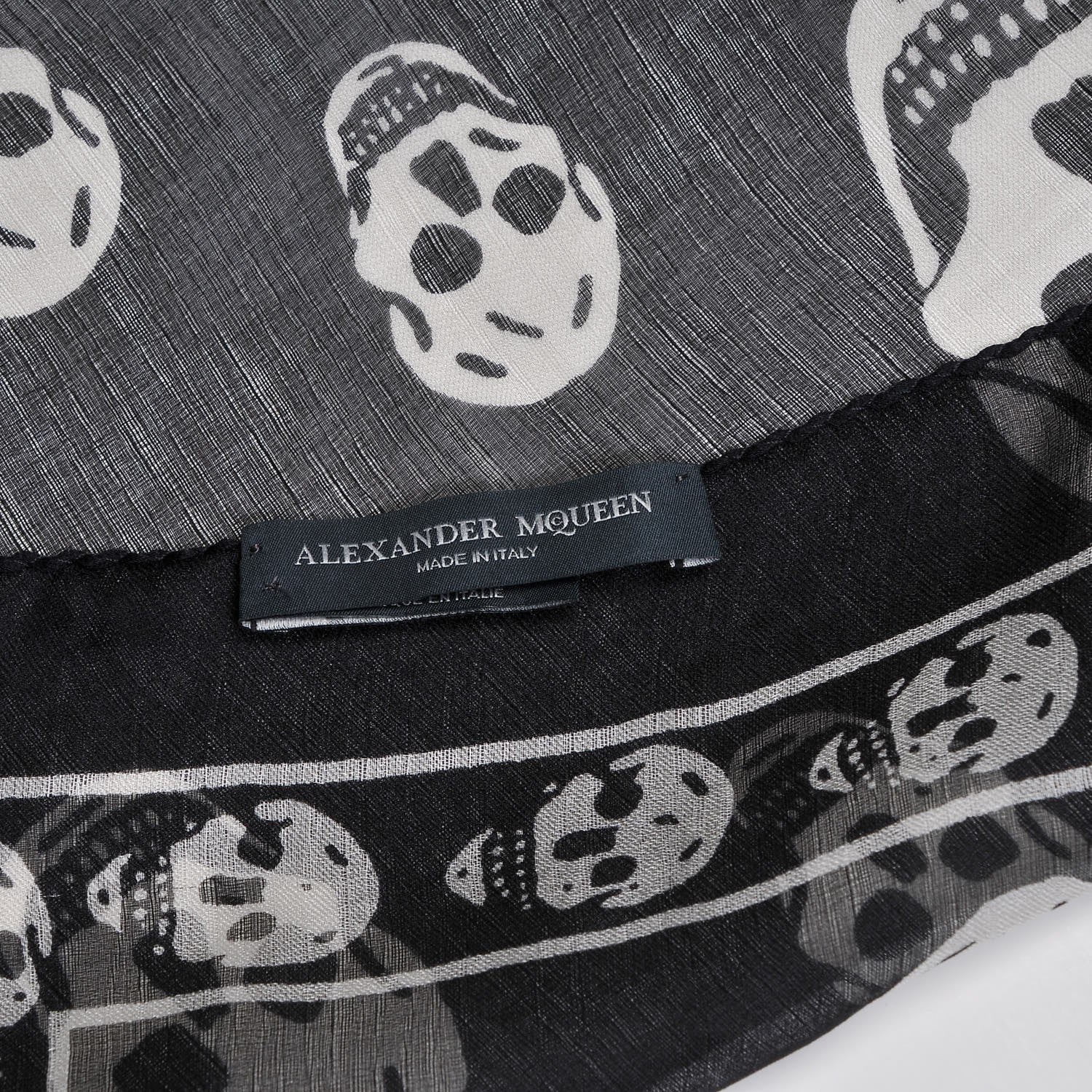 Alexander McQueen Silk Chiffon Skull Scarf Black Ivory 5 of 6