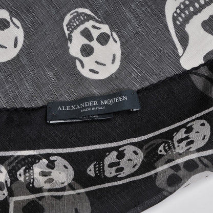 Alexander McQueen Silk Chiffon Skull Scarf Black Ivory 5 of 6