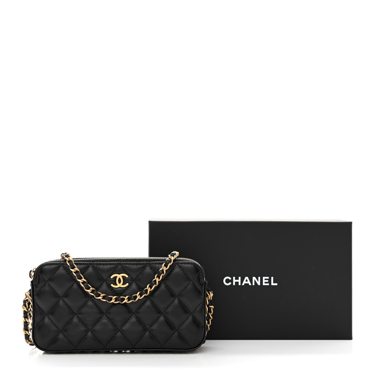 Chanel Lambskin Quilted Small Clutch With Chain Black 16 of 16