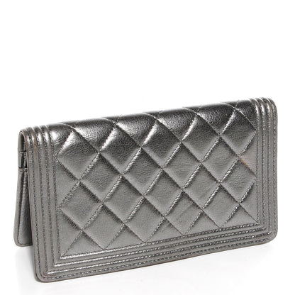 Chanel Metallic Calfskin Quilted Boy Yen Wallet Silver 4 of 8