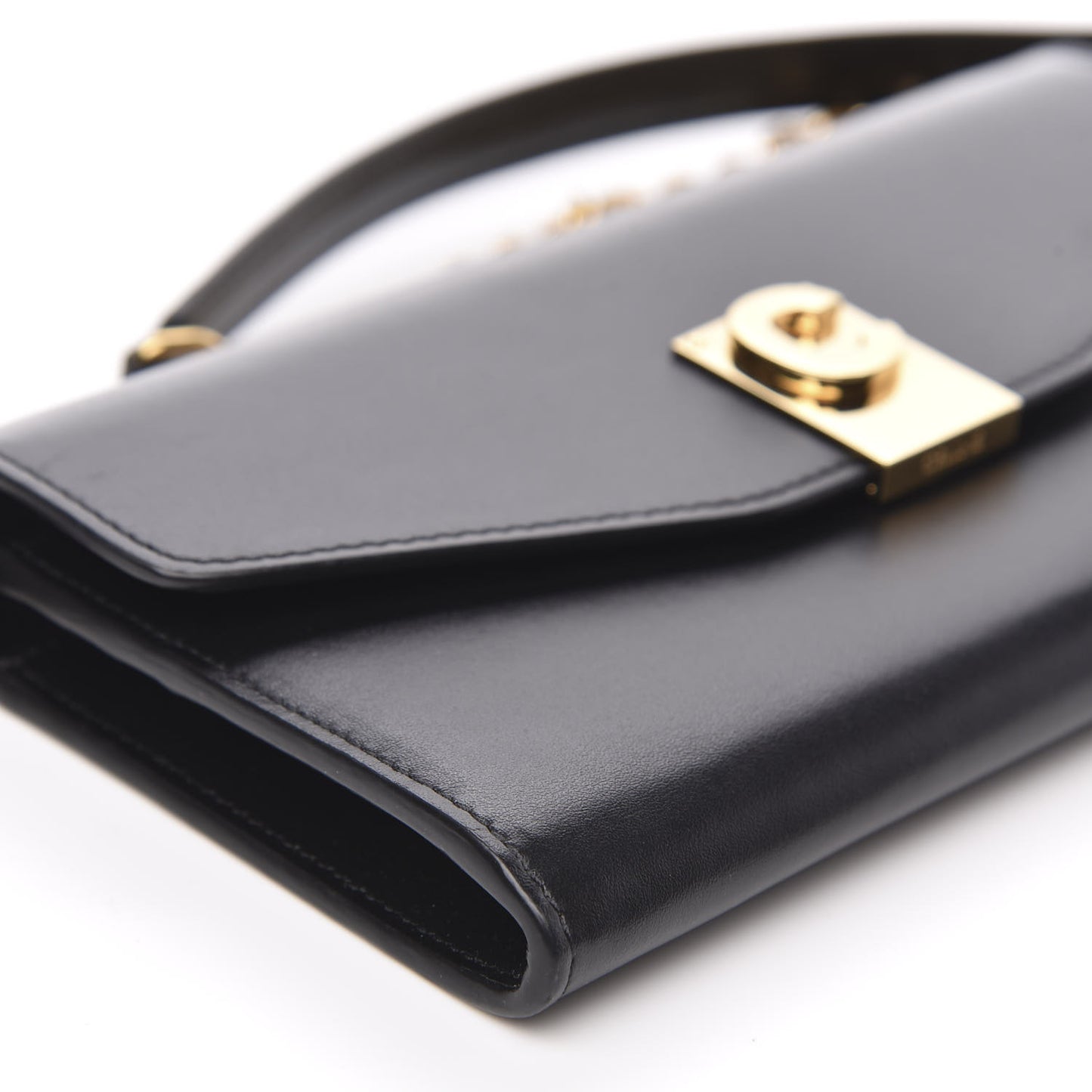 Shiny Smooth Calfskin C Wallet On Chain Bag Black