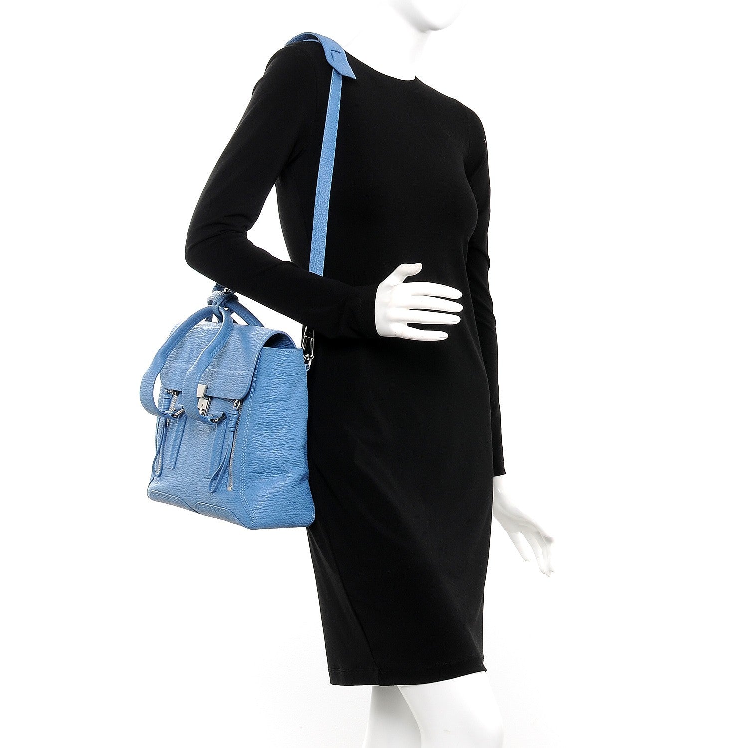 3.1 Phillip Lim 3.1 Textured Calfskin Medium Pashli Satchel Light Blue 2 of 8