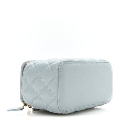 Chanel Caviar Quilted Small Tiny CC Vanity Case With Chain Light Blue Light Blue 4 of 12
