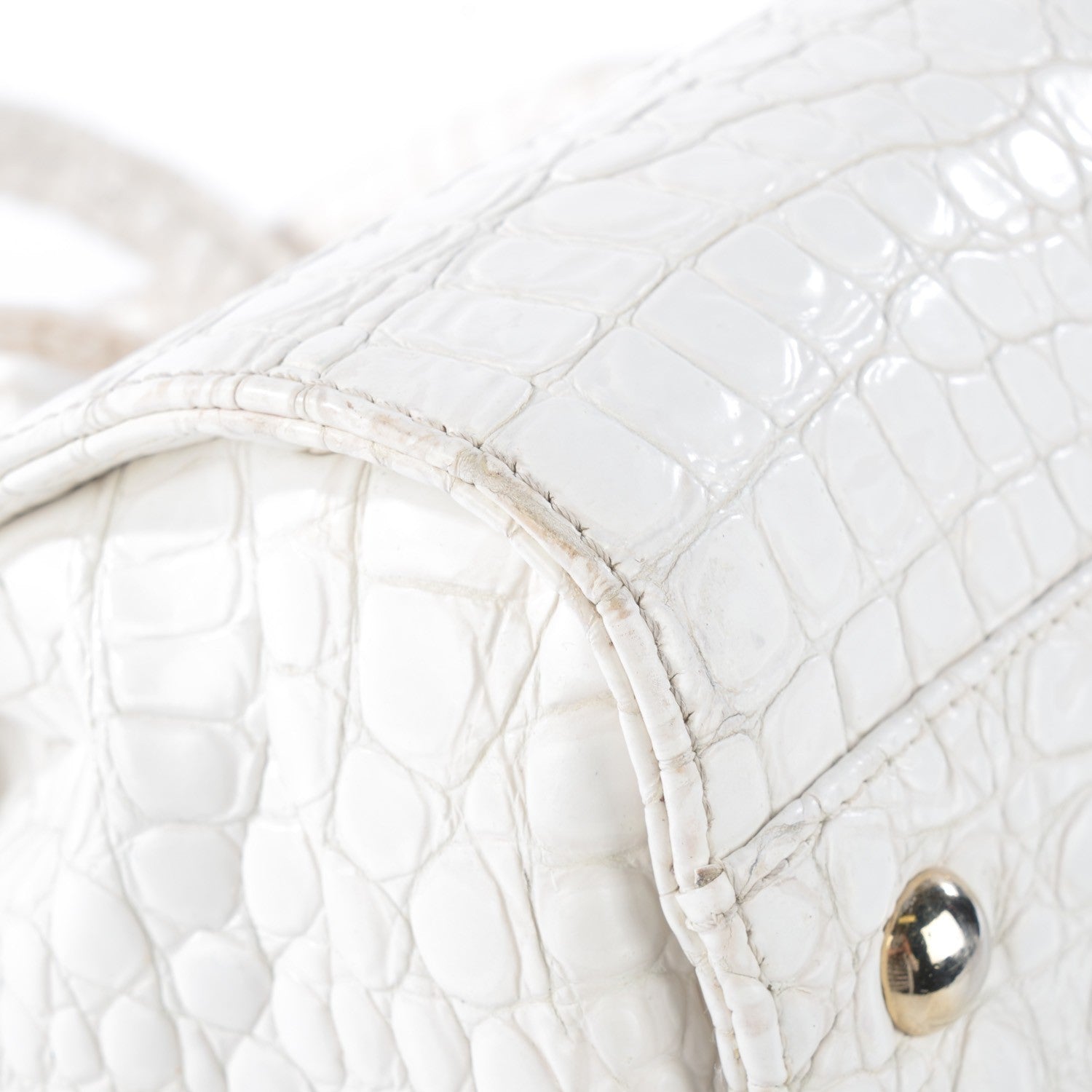 Jimmy Choo Calfskin Crocodile Embossed Large Rosalie Satchel White 12 of 12