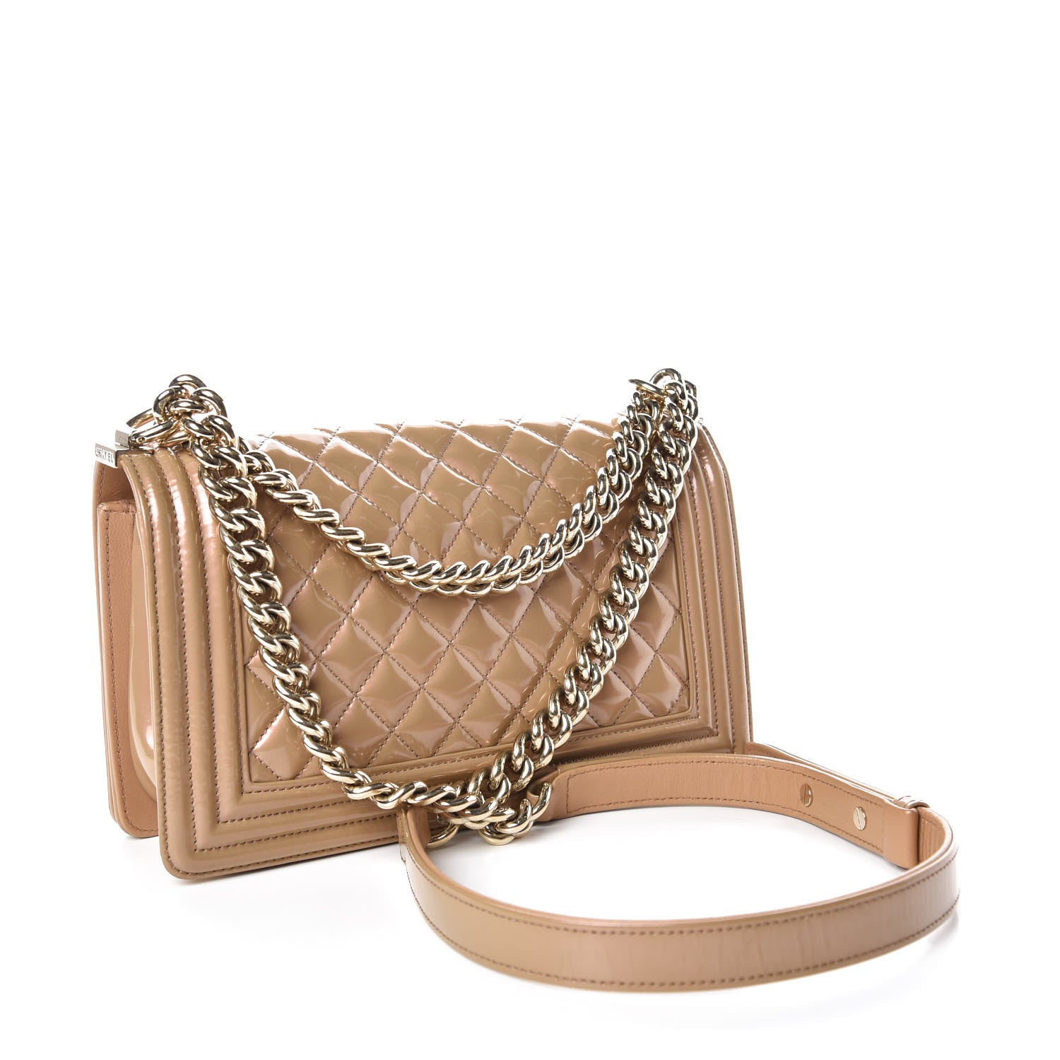 Chanel Patent Calfskin Quilted Medium Boy Flap Beige 3 of 13