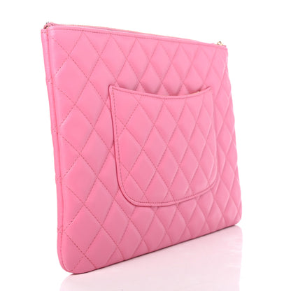 Chanel Lambskin Quilted Medium CC Cosmetic Case Pink Yellow 2 of 4