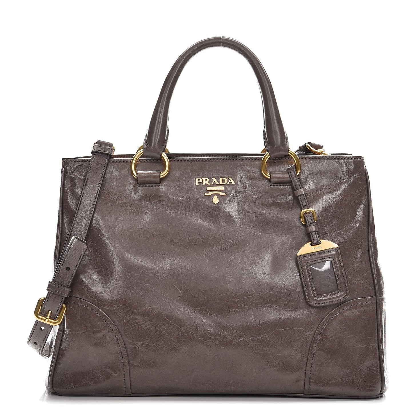 Vitello Shine Top Handle Bag Fumo