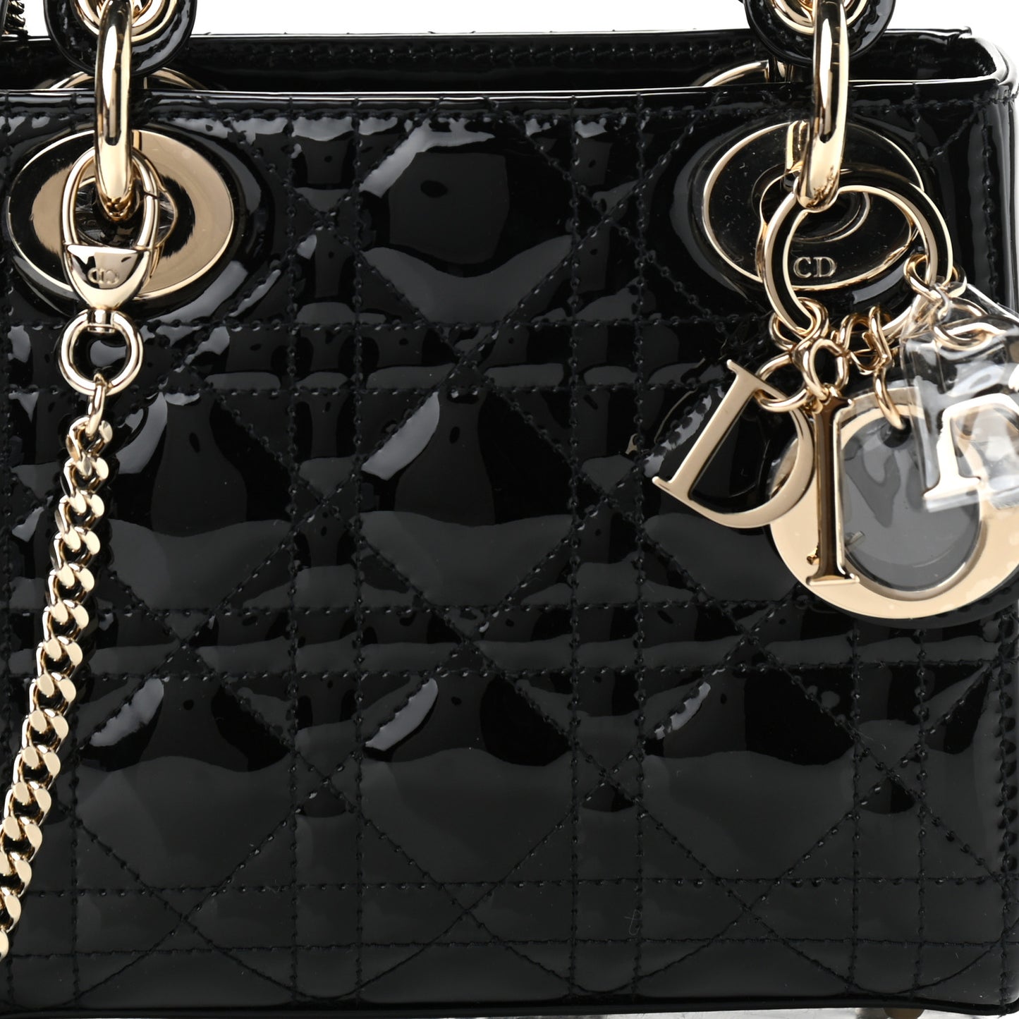 Patent Cannage Mini Lady Dior Black