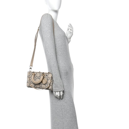 Christian Dior Tweed Cannage Medium Lady D-Joy Natural Black 2 of 12