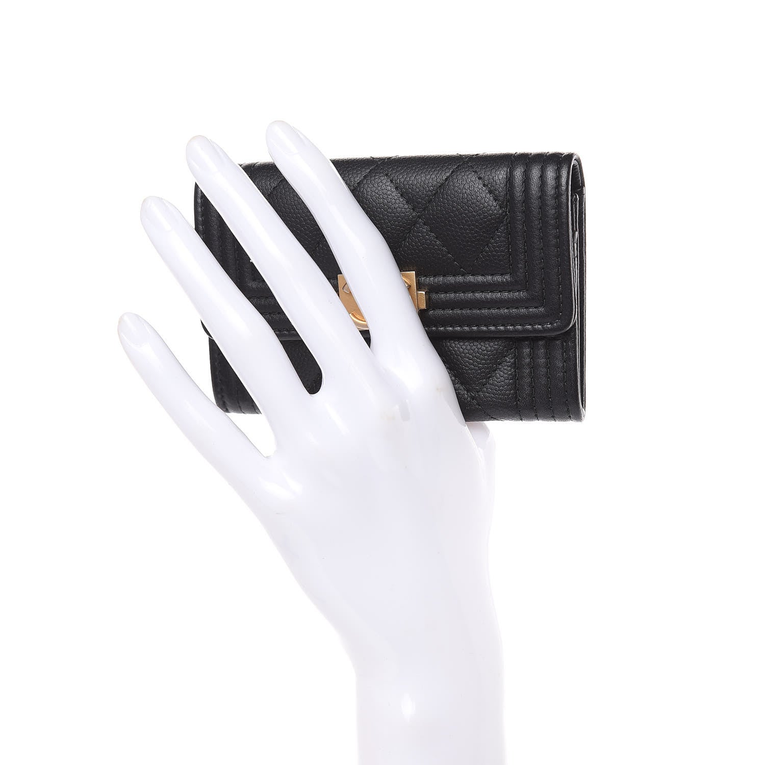 Chanel Caviar Quilted Boy Flap Card Holder Black 2 of 9