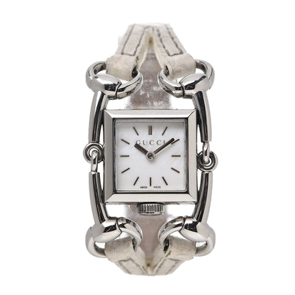 Gucci Stainless Steel Alligator Mother of Pearl 20mm Signoria Quartz Watch 1 of 9