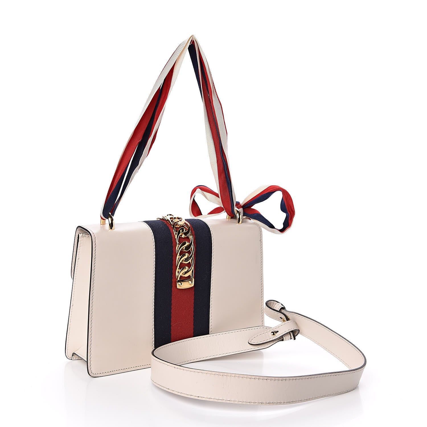 Gucci Calfskin Small Sylvie Shoulder Bag Off White 3 of 11