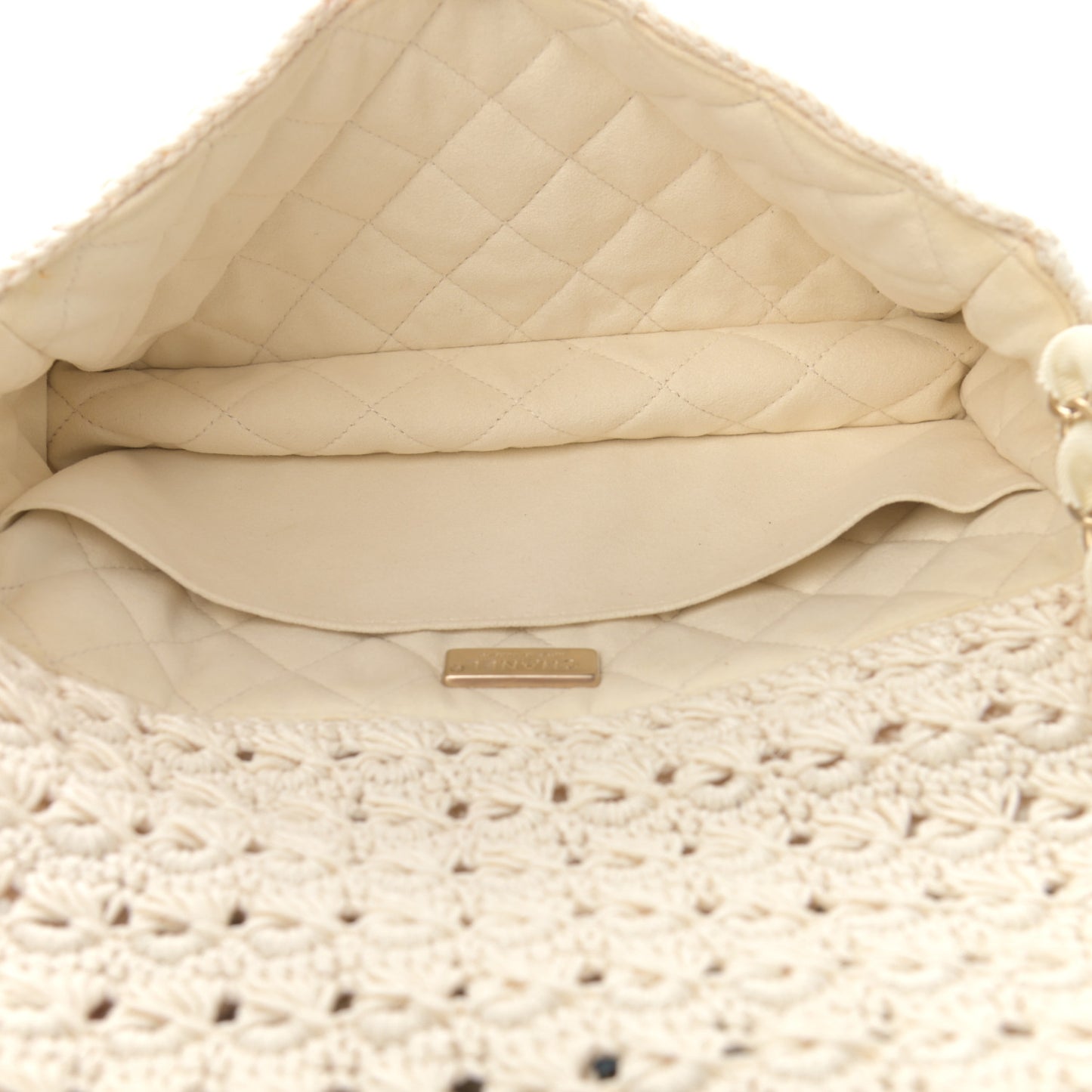 Crochet Camellia Small Flap Ivory