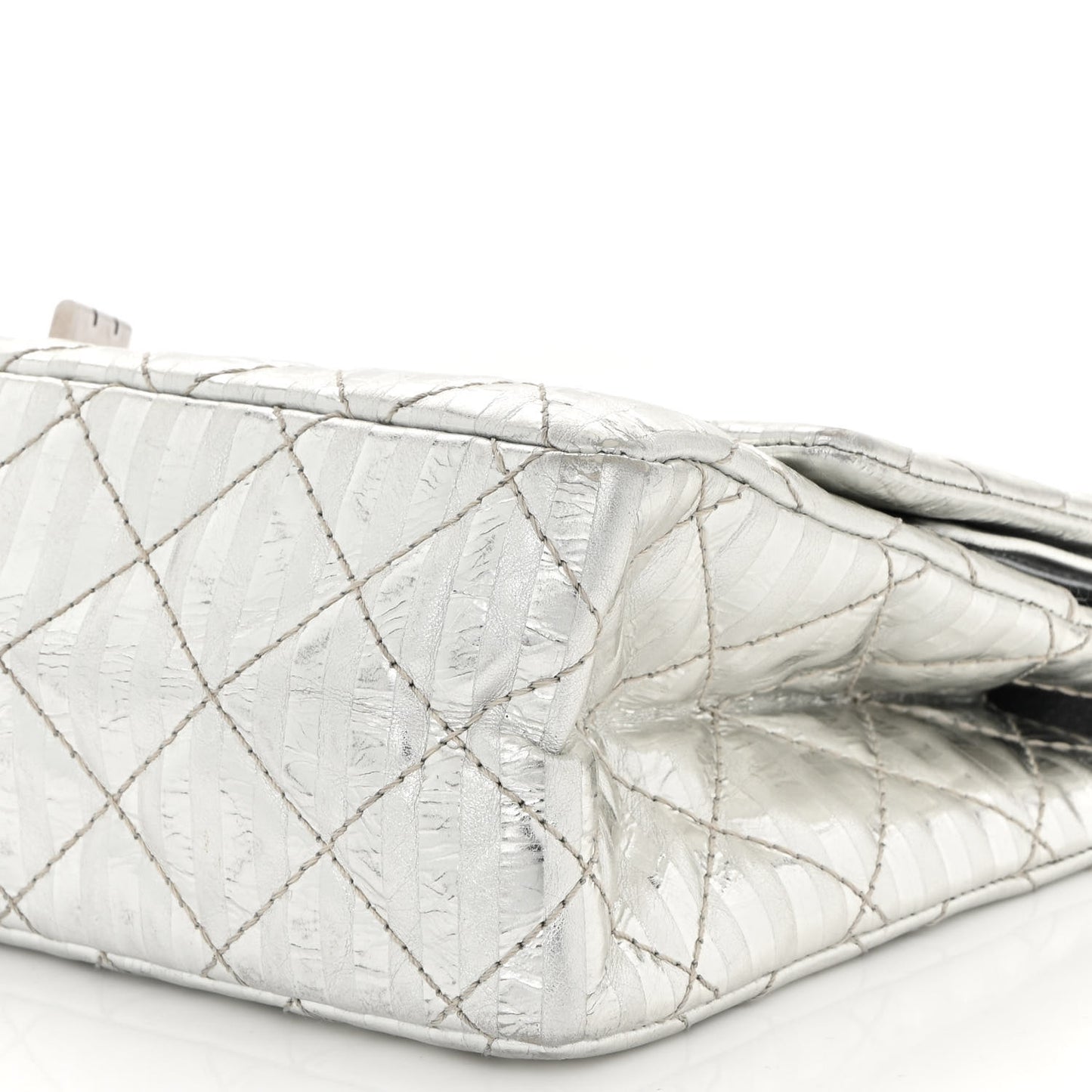Metallic Calfskin Striped 2.55 Reissue Flap Silver