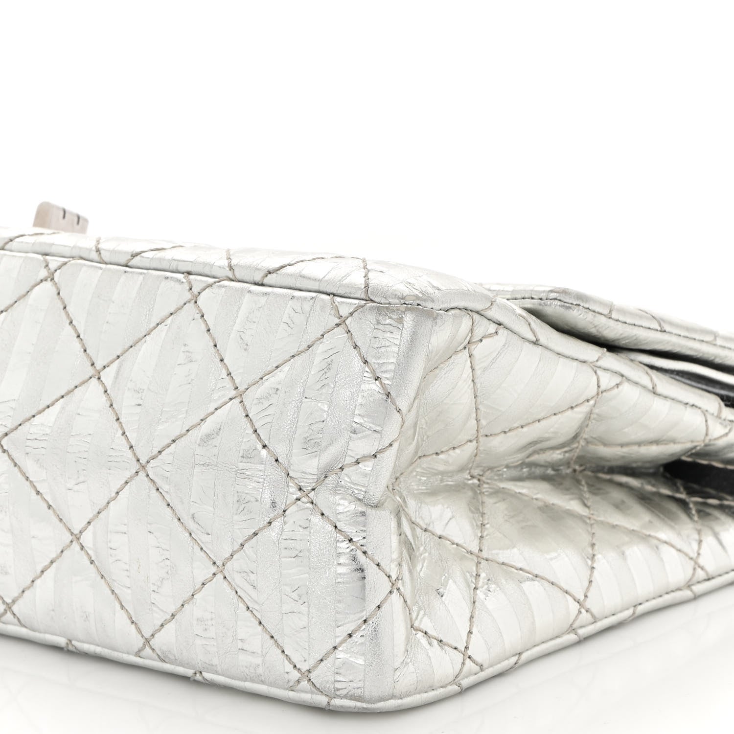 Chanel Metallic Calfskin Striped 2.55 Reissue Flap Silver 10 of 11