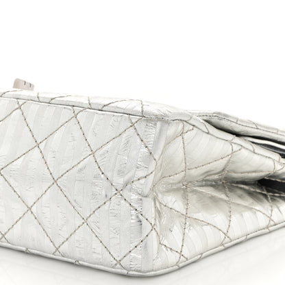 Chanel Metallic Calfskin Striped 2.55 Reissue Flap Silver 10 of 11