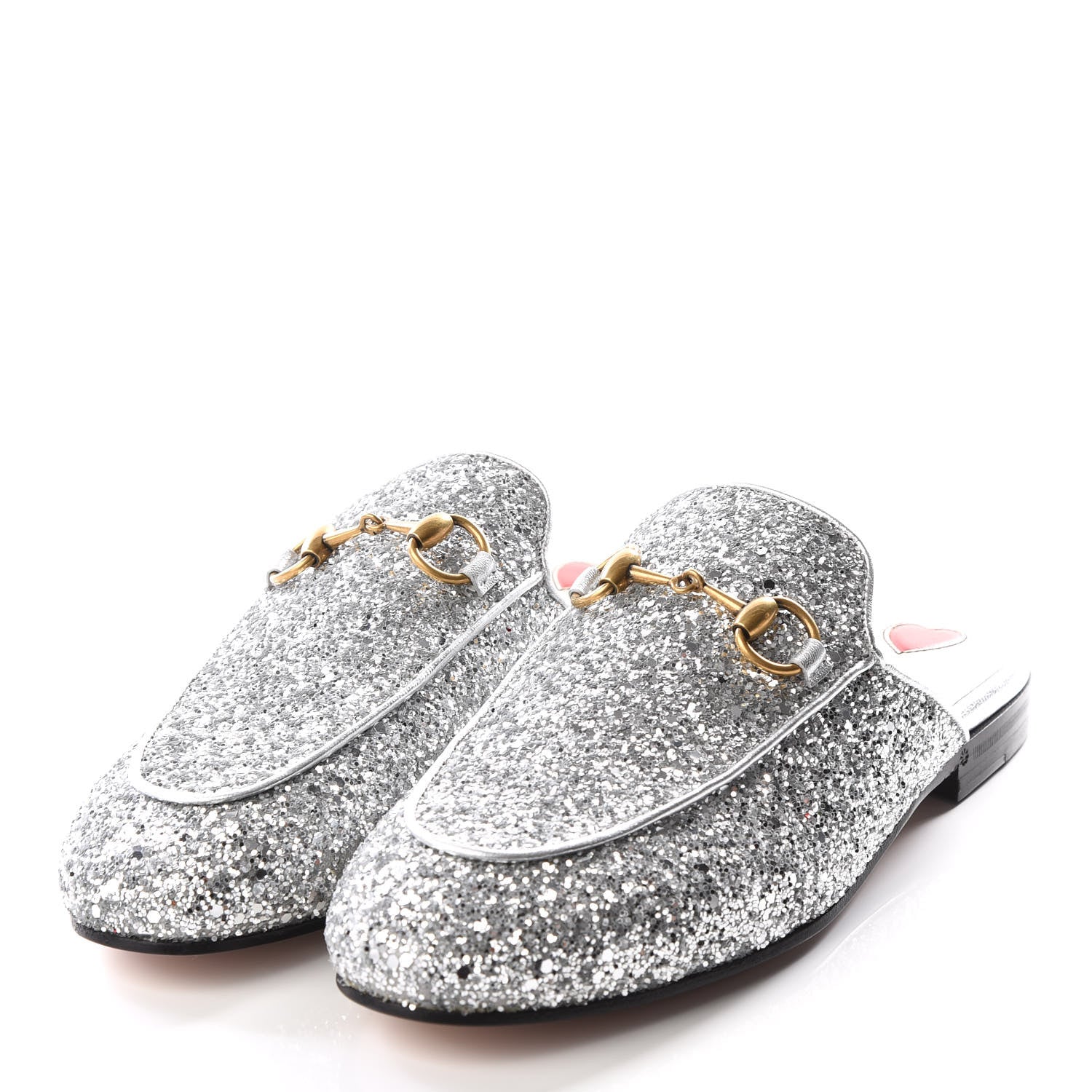 Gucci Glitter Womens Princetown Slippers 35 Silver 2 of 9