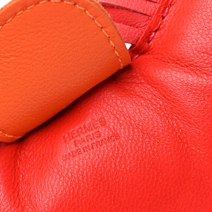Hermes Milo Lambskin Grigri Rodeo Horse Bag Charm GM Rouge Rose Indien Jaipur Feu 3 of 4