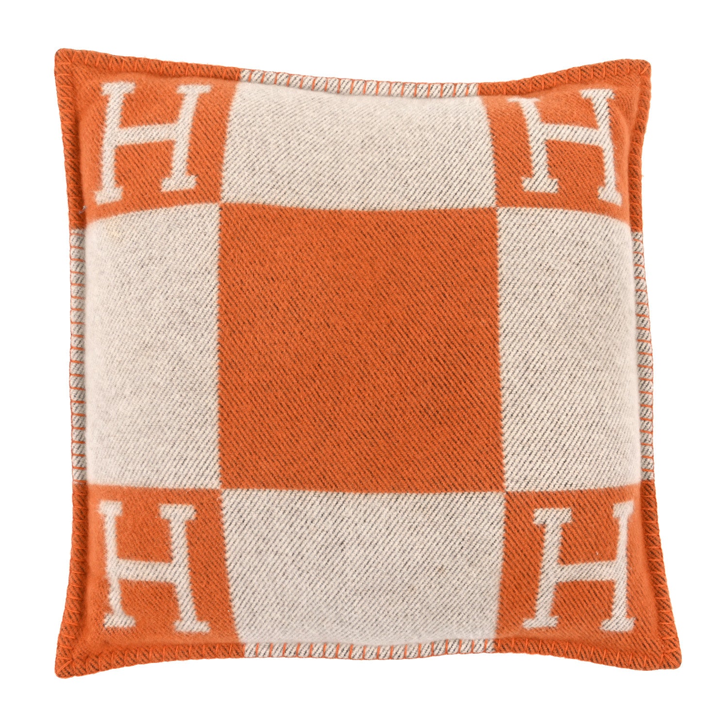 Hermes Wool Cashmere Avalon Pillow PM Ecru Potiron 1 of 4