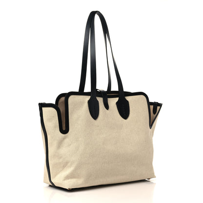 Burberry Cotton Soft Canvas Calfskin Medium Belt Tote Natural Black 4 of 8