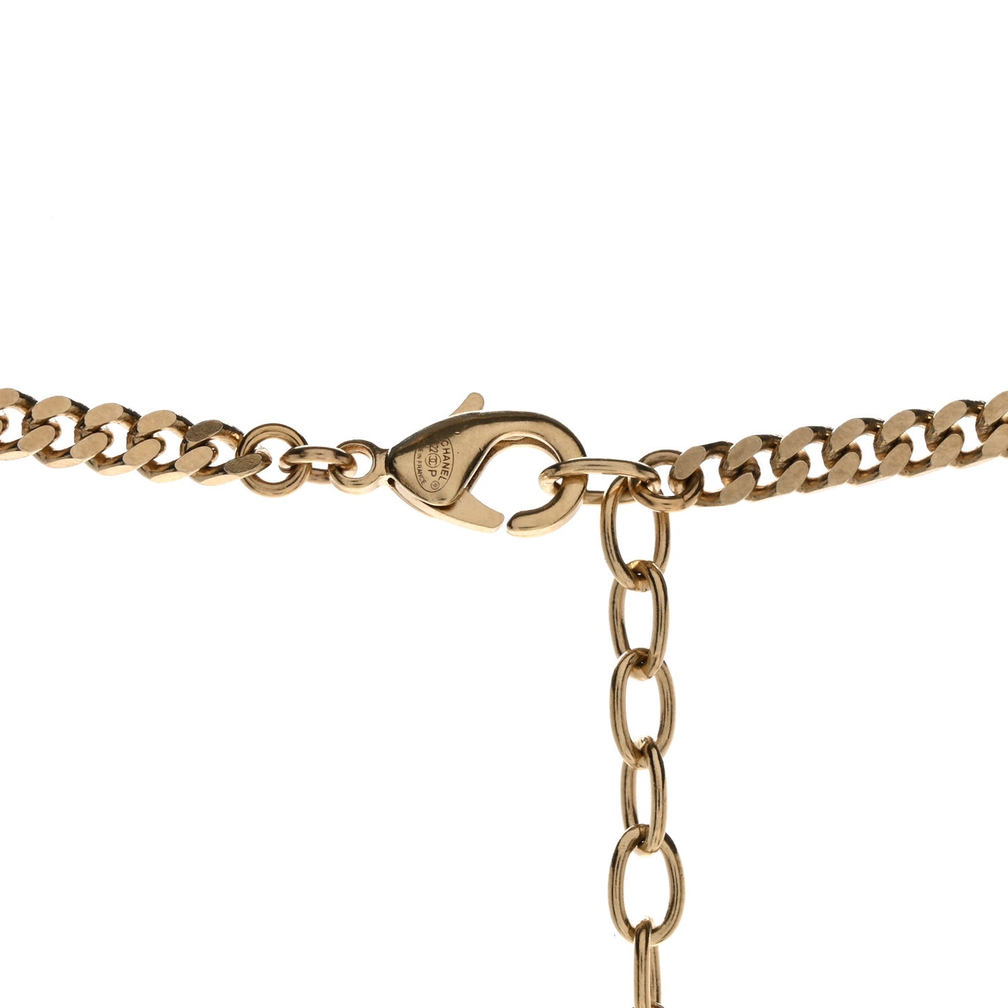 Metal Crystal CC Boy Pendant Long Necklace Gold