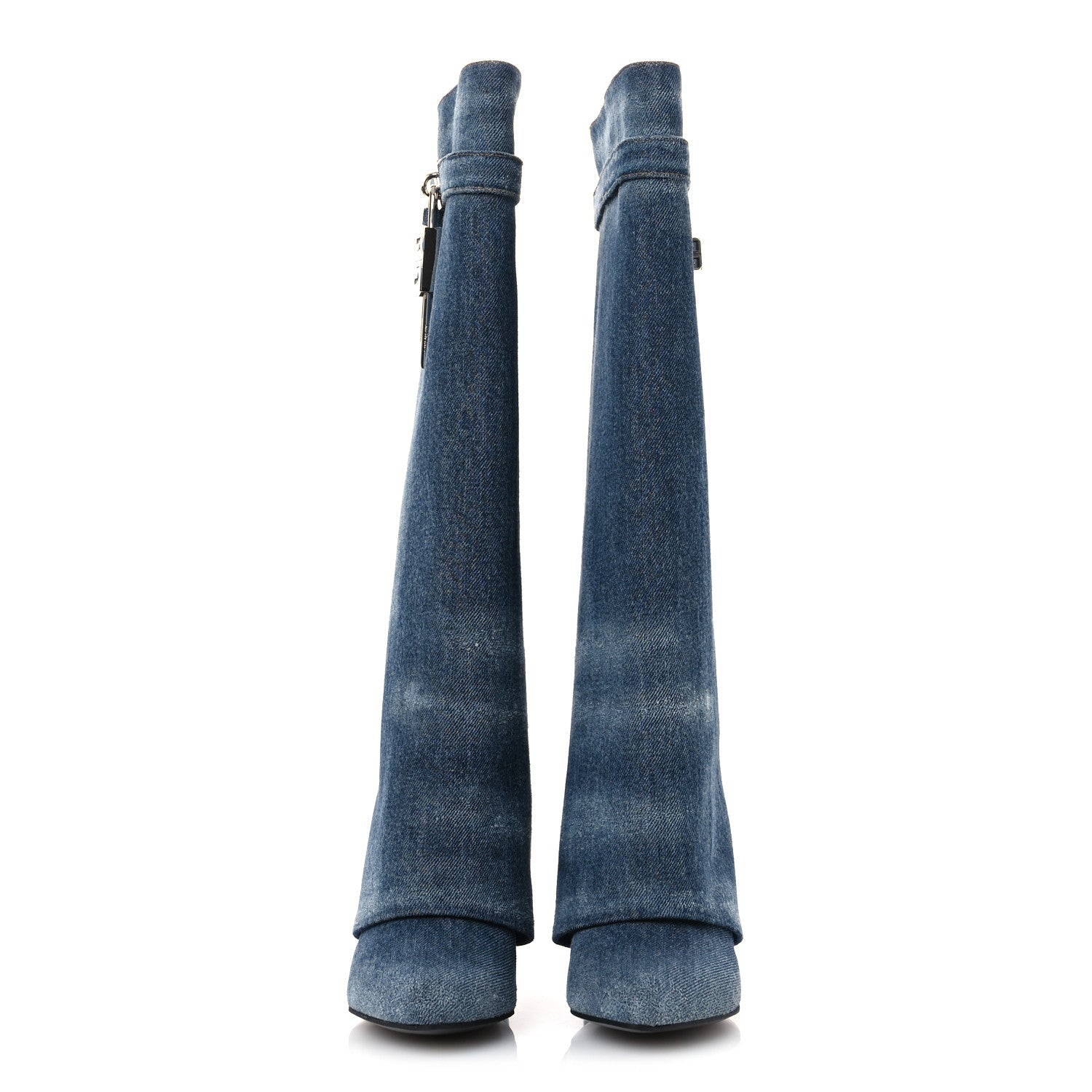 Givenchy Washed Denim Shark Lock Pant Boots 40 Blue 3 of 10