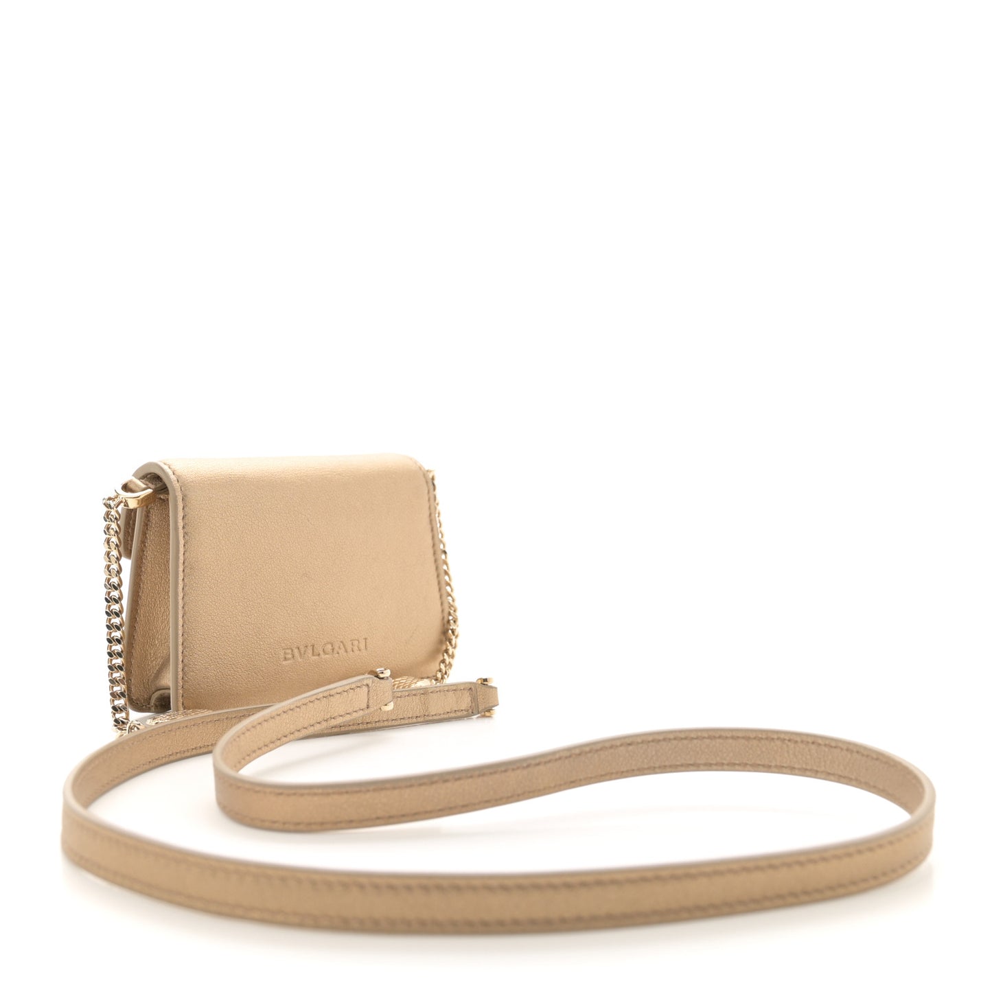 Metallic Calfskin Serpenti Forever Micro Bag Gold