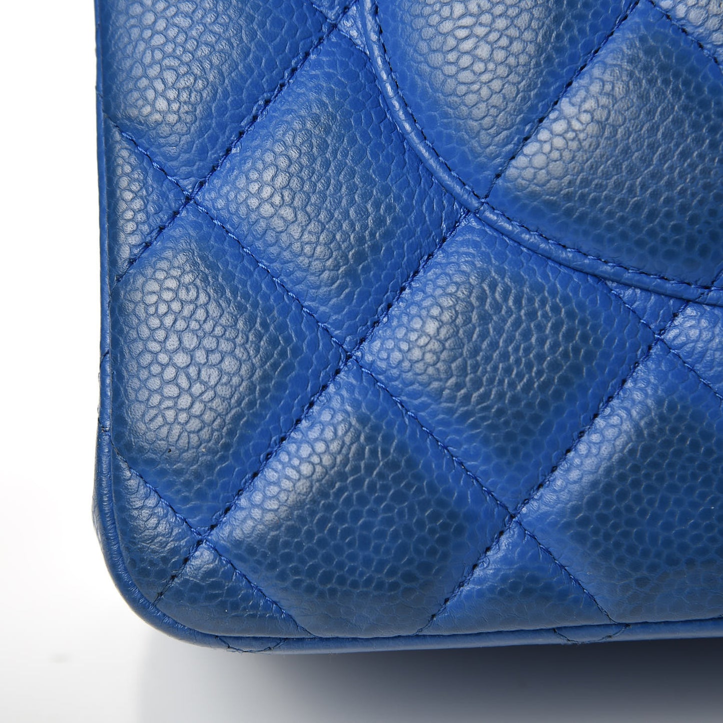 Caviar Quilted Jumbo Double Flap Blue