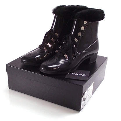 Chanel Fur Lined Vinyl Boots Black 38 8 of 9