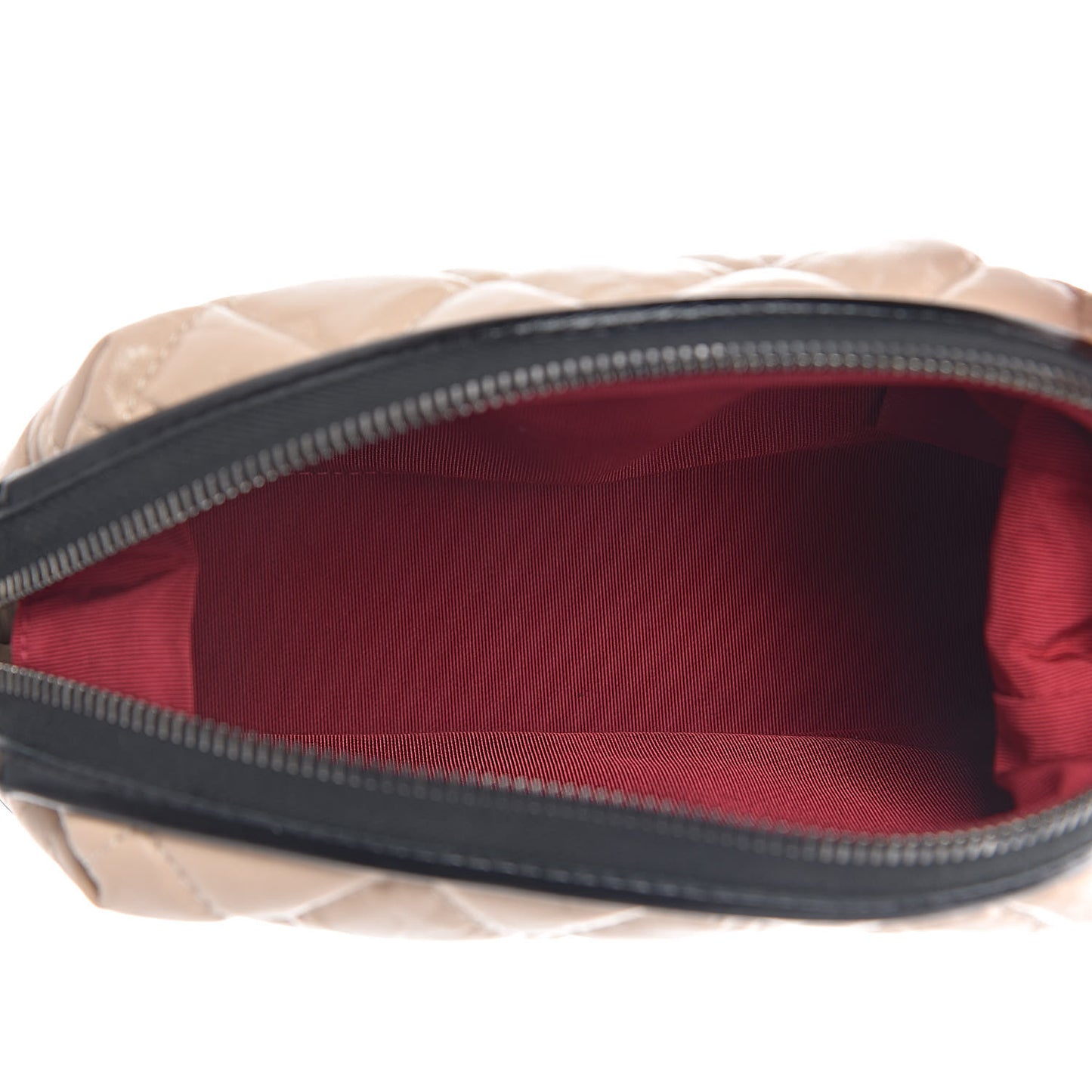 Aged Calfskin Quilted Gabrielle Cosmetic Case Beige Black