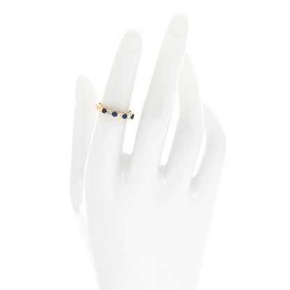 Tiffany 18K Yellow Gold Diamond Blue Sapphire 3mm Band Ring 50 5.5 2 of 5