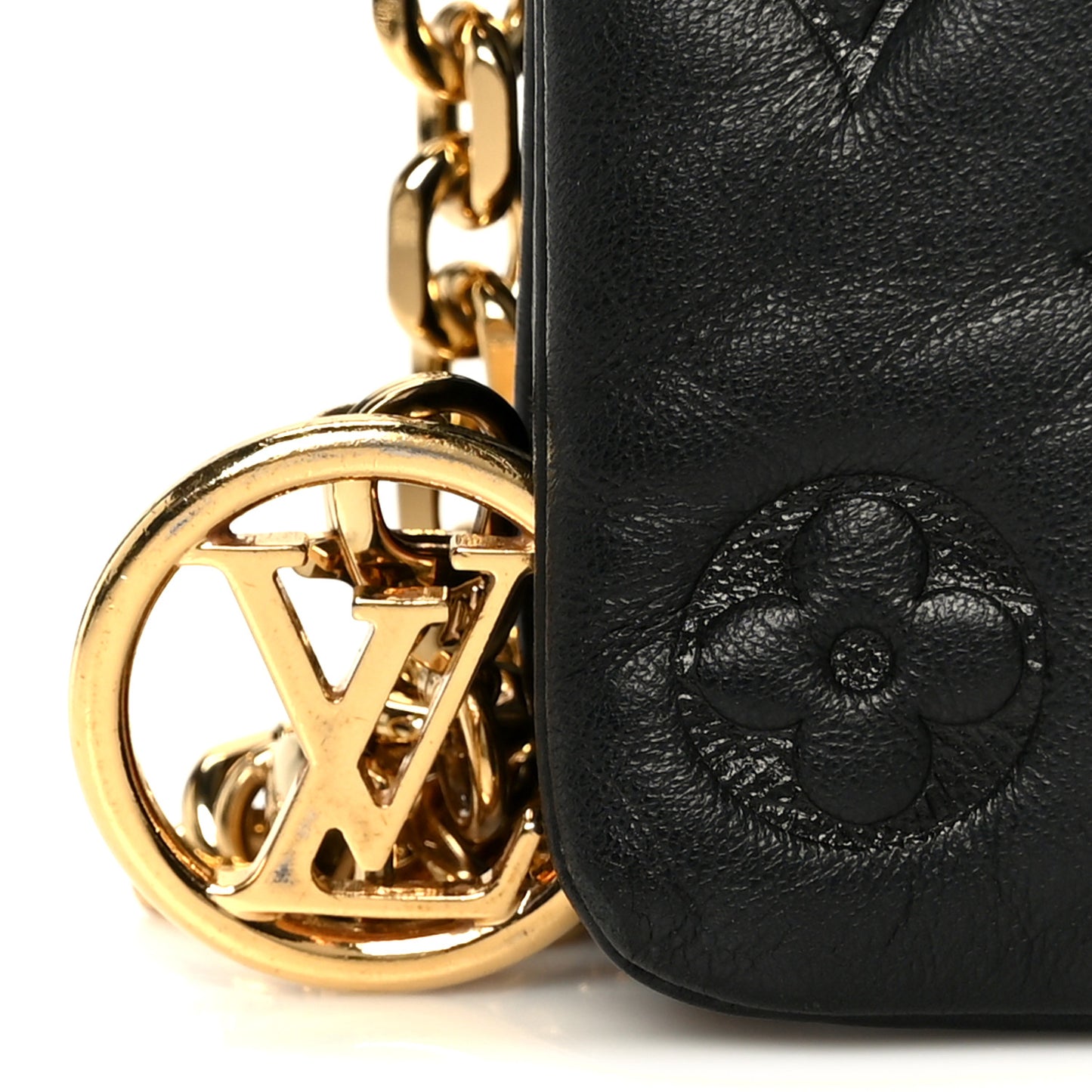 Lambskin Embossed Monogram Pochette Coussin Black