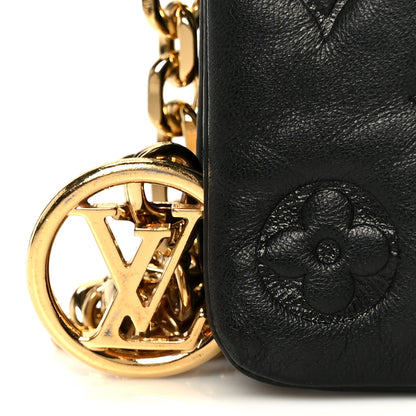 Louis Vuitton Lambskin Embossed Monogram Pochette Coussin Black 8 of 11