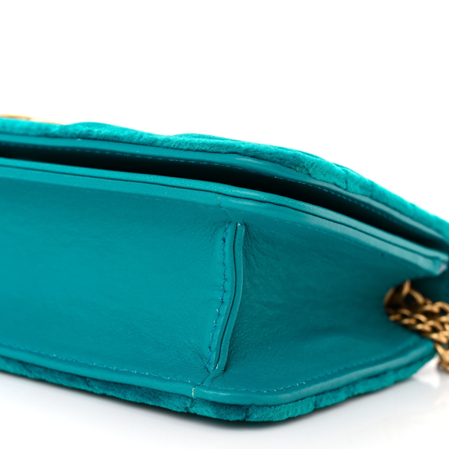 Gucci Velvet Matelasse GG Marmont Mini Bag Pavone Cyan 9 of 11