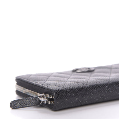 Chanel Glittered Calfskin Quilted Large Gusset Zip Wallet Black 6 of 10